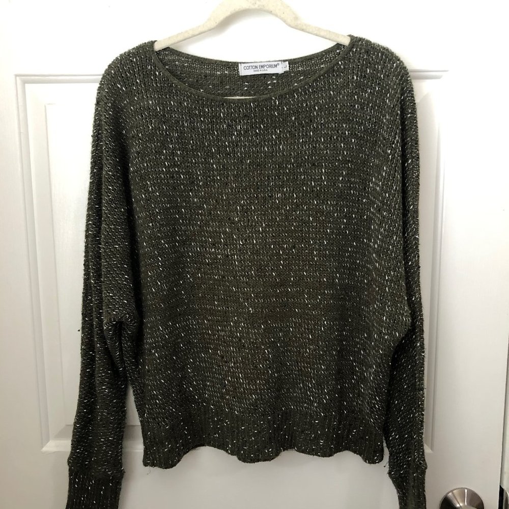 Olive Green Dolman Sleeve Sweater